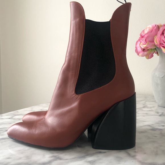 Chloe Wave Brown Heeled Chelsea Bootie - Picture 9 of 13